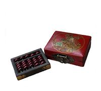 Boulier antique en bois à cinq perles, motif fleur-oiseau, collection rétro nostalgique, boîte en bois, 9 x 7 x 2 cm, 1 pièce