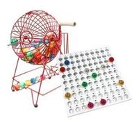 Boulier de loto geant sphere 31 cm xxl - cage metal plateau controle 90 boules 38 mm - animation pro - set jeu bingo et carte