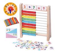 Boulier en bois pour enfants de 5, 6, 7, 8 ans, garçons et filles, compteurs de mathématiques de 1ère 2e année, 100 bâtons de comptage Montessori Jouets mathématiques éducatifs pour l'école à domicile