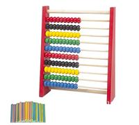 Boulier Enfant, Abaque en Bois Mathématique, Bouliers Calcul Jouet, Cadre de Comptage, Jouet Classique, Règle à Calcul en Bois avec 100 Bâtons de Comptage, Partir de 3 Ans