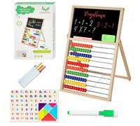 Boulier Règle Calcul Abacus Mathématique, Calculatrice Kids Abacus Counting Frame 100 Perles avec Tableau Noir et Tableau Blanc avec Autocollant Magnétique Jouet éducatif pour Les à partir de 3 Ans