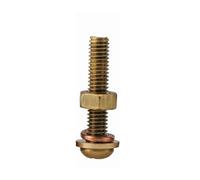 Boulon À Tête Cylindrique Ronde En Laiton 4 En 1, 1 À 5 Pièces, M3-M8, Écrou De Machine En Cuivre, Rondelle Plate, Ensemble Combiné De Rondelles Élastiques(Color:12mm,Size:(1pcs) -M8)