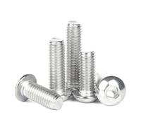 Boulon Allen à tête de bouton en acier inoxydable, vis à tête cylindrique ronde à six pans creux 10 pièces, 10 pièces, 10-32x4 pouces