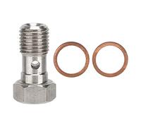 Boulon Banjo Simple en Acier Inoxydable, Boulon de Tuyau Banjo, Adaptateur de Raccord de Boulon Banjo avec 2 Rondelles en Acier Inoxydable pour Voiture Moto