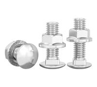 Boulon de carrosserie M12 x 45 mm, avec écrou à bride hexagonal, en acier inoxydable V2A VA A2, DIN 603 / ISO 8677, tête bombée avec collet carré, filetage complet, 1 pièce