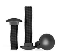 Boulon de carrosserie M5 x 20 mm, en acier inoxydable V2A VA A2, DIN 603 / ISO 8677, tête bombée avec collet carré, filetage complet, noir 10 pièces, (DK : 10,8 mm)