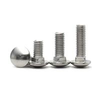 Boulon de chariot en acier inoxydable 304, M3 M4 M5 M6 M8 M10 M12, grande tête, demi-ronde, vis à col carré, boulons d'étagère à tête plate, 2 à 20 pièces(10mm,M6 (10PCS))