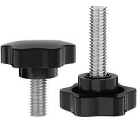 Boulon de poignée de serrage de filetage en forme d'étoile, 2/10 pièces | Vis de serrage du bouton à main en bakélite, M4 M5 M6 M8 en acier inoxydable 304(2PCS,M4x12(Head 25))