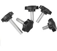 Boulon de poignée de serrage de filetage en forme d'étoile, 5 pièces | Bouton à main M4 M5 M6 M8, vis de serrage, équipement industriel, plastique et acier(M8x60mm D38)