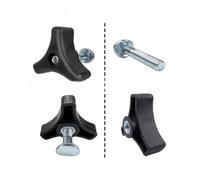 Boulon de poignée de tondeuse à gazon avec écrou triangulaire, plastique ABS et fer zingué pour une résistance à l'usure, longueur 52 mm, compatible avec la plupart des machines à gazon