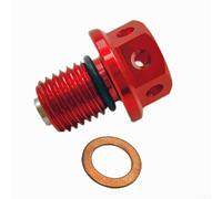 Boulon de vidange d'huile magnétique 12 mm x 1,5 avec trou de fil de sécurité pour l'entretien du moteur de moto - Pour construction en aluminium 6061-T6 usiné CNC (rouge)