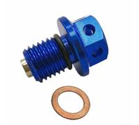 Boulon de vidange d'huile magnétique 12 mm x 1,5 avec trou de fil de sécurité pour l'entretien du moteur de moto - Pour construction en aluminium 6061-T6 usiné CNC (bleu)