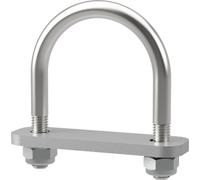 Boulon en U M10 avec plaque de serrage et écrous remorque à tubes ronds galvanisé SUPROD, M10, Ø60 mm