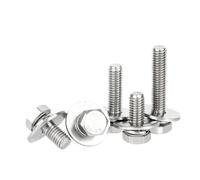 Boulon hexagonal à bride, M4-M10 304 en acier inoxydable, vis hexagonale externe, rondelle plate, joint à ressort, boulon combiné(M8x20mm (5set))