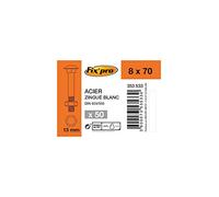 Boulon Japy tête ronde collet carré acier zingué - 8x70/22-50pces - Fixpro