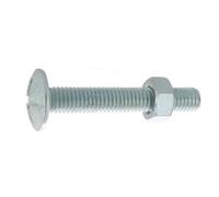 Boulon poelier à tête ronde large fendue en croix acier zingué blanc classe 4.8 NFE 25128/DIN 555 10X80 boîte de 50 - ULTIMA - 80310080