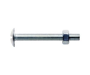 Boulon poêlier tête ronde large fendue en croix acier zingué blanc bg 6 x 60 100