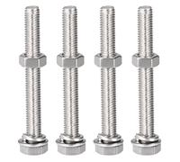 Boulon SOURCING MAP 4 Kits M8 x 65mm Tête Vis Boulons Écrous Plat Blocage Rondelles Kits 304 Inox Entièrement Enfilé Hexagonal