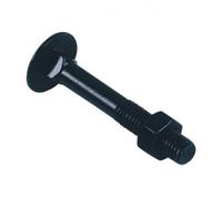 Boulon tête ronde collé carré (TRCC) Zingué noir - 7 x 60 mm- Vendu par 100