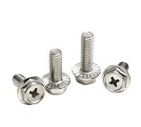 Boulon vis bride 304 inox M3-M8 tête hex cruciforme antidérapant rondelle, fixation 5-25pcs machines(Serrated,14MM_M5 X 10PCS)