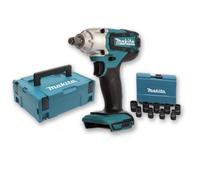 Boulonneuse à chocs 18V 190Nm 1/2"" DTW190 (machine seule) + Coffret 9 douilles + coffret MAKITA
