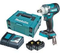Boulonneuse à chocs sans fil 18V Li-ion 300 Nm carré 1/2 '' + 2 batteries 5Ah + chargeur rapide - MAKITA DTW301RTJ