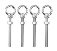 Boulons à Oeil Long M8 x 80mm Vis Anneaux de Levage Filetage Mâle en Acier Inoxydable, Piton a Oeil avec Écrou et Rondelles pour Fixation et Suspension 4 Pièces
