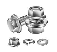 Boulons à tête hexagonale M8 x 10 mm, écrous, rondelles plates et de verrouillage, 10 pièces en acier inoxydable 18-8 (304), entièrement filetés, par SG TZH