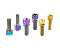 Boulons à tête hexagonale, Vis en alliage de titane grade 5 M5 x 0,8 M6 x 1,0, filetage 16-20 mm, avec rondelle multicolore, for potence de vélo(M6x20mm,Green Color)