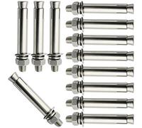 Boulons à vis d'expansion M6-304 en acier inoxydable, écrou hexagonal externe, manchon, boulon d'ancrage, ancrages de fixation robustes, 12 pièces(M6x150)