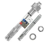 Boulons ancrage béton 16x220 - Cheville molly acier zingué avec goujon, tige filetée, écrou, rondelle - Fixation charge lourde, vis béton, scellement chimique - Ancrage robuste Lun Fix