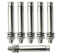 Boulons d'ancrage, 6 pièces boulons à vis d'expansion M6-304 en acier inoxydable écrou hexagonal externe manchon d'expansion boulon d'ancrage ancrages de fixation robustes(M6*90/6 Pieces)