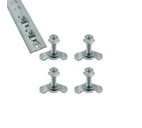 Boulons de rail en L - Accessoire de goujon fileté avec double languette pour rail en L - Jeu de 4 pièces de matériel de fixation pour camionnette, pickup avion, SUV, remorque, contrôle de charge