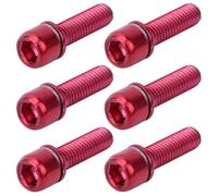 Boulons de Tige de vélo 6 pcs, Boulon à vis M5x18 mm avec espaceur en Acier Inoxydable Ti Allen Head Conique pour Les pièces de Guidon de Direction de vélo (Carte Rouge / 6 pièces)