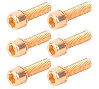 Boulons de Tige de vélo 6 pcs, Boulon à vis M5x18 mm avec espaceur en Acier Inoxydable Ti Allen Head Conique pour Les pièces de Guidon de Direction de vélo (Carte d'or / 6 pièces)