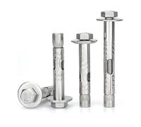Boulons d'expansion d'acier inoxydable, Manchon de vis hexagonale externe M6 M8 M10 M12 304, ancrage for béton, boulon Tension intégré(90mm,M10(1pcs))