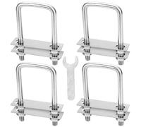 Boulons En u Acier Inoxydable M6 x 50 x 80mm Boulons En U Carrés 4Stk Boulons En Forme De U Aavec 16 Écrous Et 8 Plaque De Cadre Pour Remorquage La Réparation Fixation Tuyaus (M6 50x80mm)