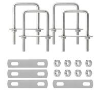 Boulons en U M8 65 x 80 mm en Acier Inoxydable Avec Écrou, Plaques, Rondelle - Étriers de Fixation Carrés pour Tuyaux (50 x 100)