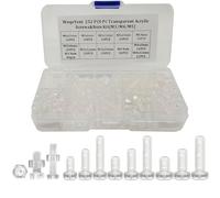 Boulons et écrous transparents en plastique de 252 pièces, Cross Pan Head | 9 tailles M3/M4/M5 boulons et écrous acryliques transparents pour conteneur de décoration électronique
