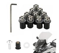 Boulons et Vis du Pare-Brise de Moto,M5x16mm Universel Boulons et Vis du Pare-Brise de Moto,10 Pièces Vis de Pare-Brise de Moto,Fixation De Pare-Brise De Moto,Moto Pare-Brise Kit Boulons (Argent)