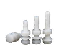 Boulons hexagonaux en nylon, Lot de 5 rondelles d'écrous à vis hexagonales métriques en Nylon blanc plusieurs tailles(M6x45)