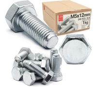 Boulons hexagonaux M5x12 DIN 933 acier galvanisé 8.8, 1 kg (env. 340 pcs)