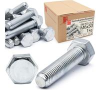 Boulons hexagonaux M6x50 DIN 933 acier galvanisé 8.8, filetage complet, vis hexagonales, visserie boulonnerie pour assemblage métal, construction, bricolage, 1 kg (env. 90 pcs)