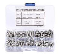 Boulons Métriques, 140 Pièces #10-32 Assortiment D'écrous et de Boulons Kit D'assortiment de Vis à Métaux en Acier Inoxydable Boulons à Tête Hexagonale Kit D'assortiment de Vis