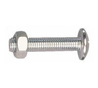 Boulons poêliers tête ronde acier zingué blanc entièrement filetés, diamètre 5 mm, longueur 30 mm, boîte de 200 boulons