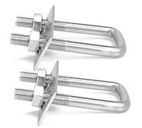 boulons ronds en forme de U, Lot de 2 boulons en U carrés acier inoxydable M6 M8, tailles multiples, argent, avec écrous et plaques(M8X26X50)