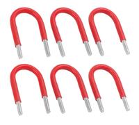 boulons ronds en forme de U, Lot de 6 colliers de serrage en U en acier carbone avec tube et écrous, argent et rouge, M8, plusieurs tailles(M8*42 * 64)