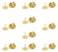 BOUMVID Fermoirs Papillon, 10 Paires Pinces à Papillon Pin's, Broche Papillon Attache, Fermoir Pins Remplacement Arrière Avec Epingles Vierges pour Jewelry Making et l'artisanat (Doré)