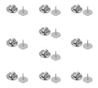 BOUMVID Fermoirs Papillon, 10 Paires Pinces à Papillon Pin's, Broche Papillon Attache, Fermoir Pins Remplacement Arrière Avec Epingles Vierges pour Jewelry Making et l'artisanat (Argent)