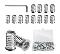 BOUMVID Insert Fileté Bois M6 x 20mm, 40 Pièces Douille Filetée Visser Écrous à Bois Acier au Carbone Zinc Intérieur Manchons a Visse Vis Tête, Inserts D'écrou Ecrou Hexagonal pour Meubles en Bois